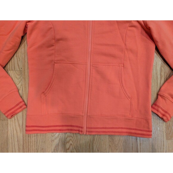 The North Face Womens Hoodie Full Zip High Neck Logo Stretch Large Emberglow NWT - Picture 2 of 10